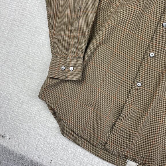 VTG Viyella Shirt Men M Golden Brown hoondstood Plaid Wool Flannel Canada Made - Picture 6 of 16